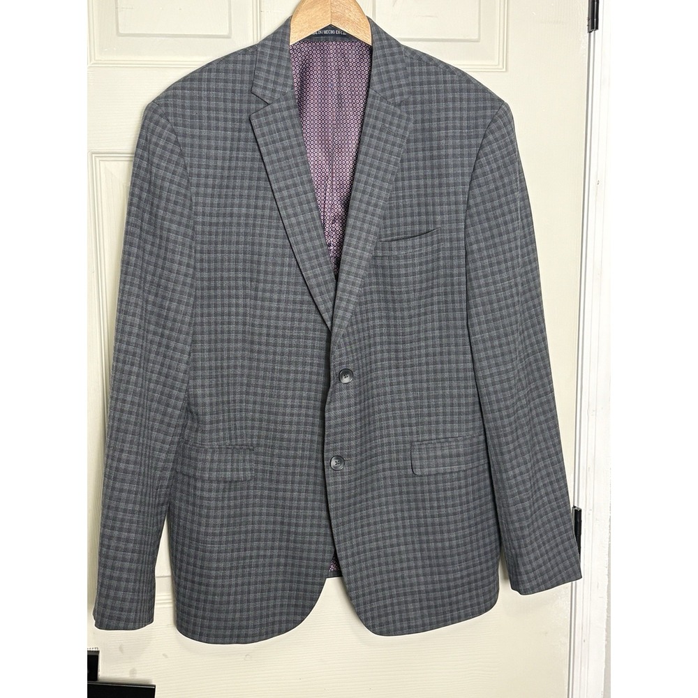 Original Penguin Blazer Mens 42R Gray Plaid Two Button Sport Coat Jacket